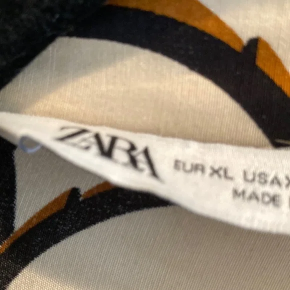 Zara Cream and Brown Patterned Shirt XL - Picture 2 of 6